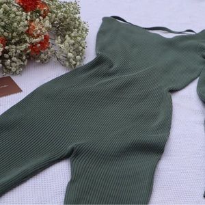 One shoulder sage romper